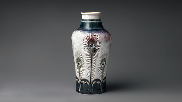 Vase with peacock feathers, Auguste Delaherche  French, Stoneware, French, Paris