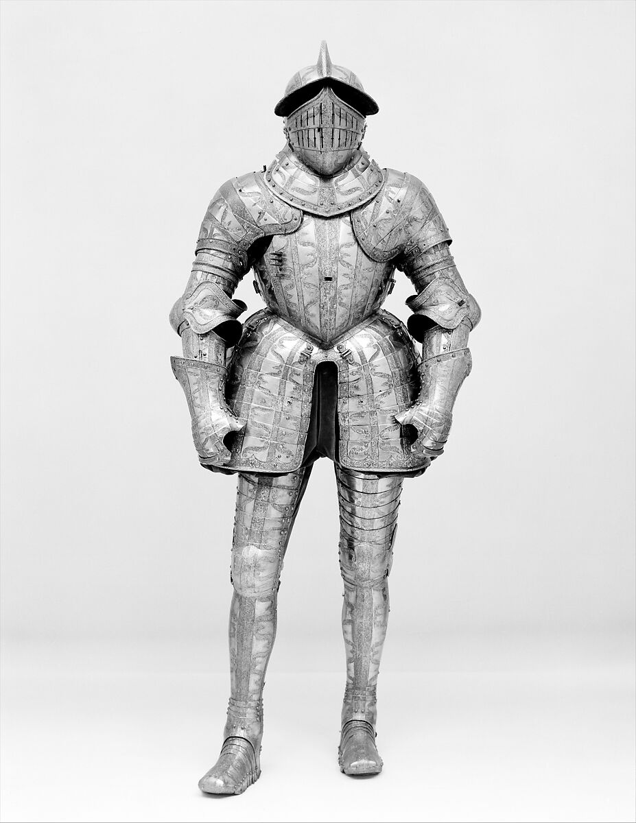 Armor of Henry Herbert (1534–1601), Second Earl of Pembroke, Made in the Royal Workshops at Greenwich (British, Greenwich, 1511–1640s), Steel, gold, British, Greenwich 