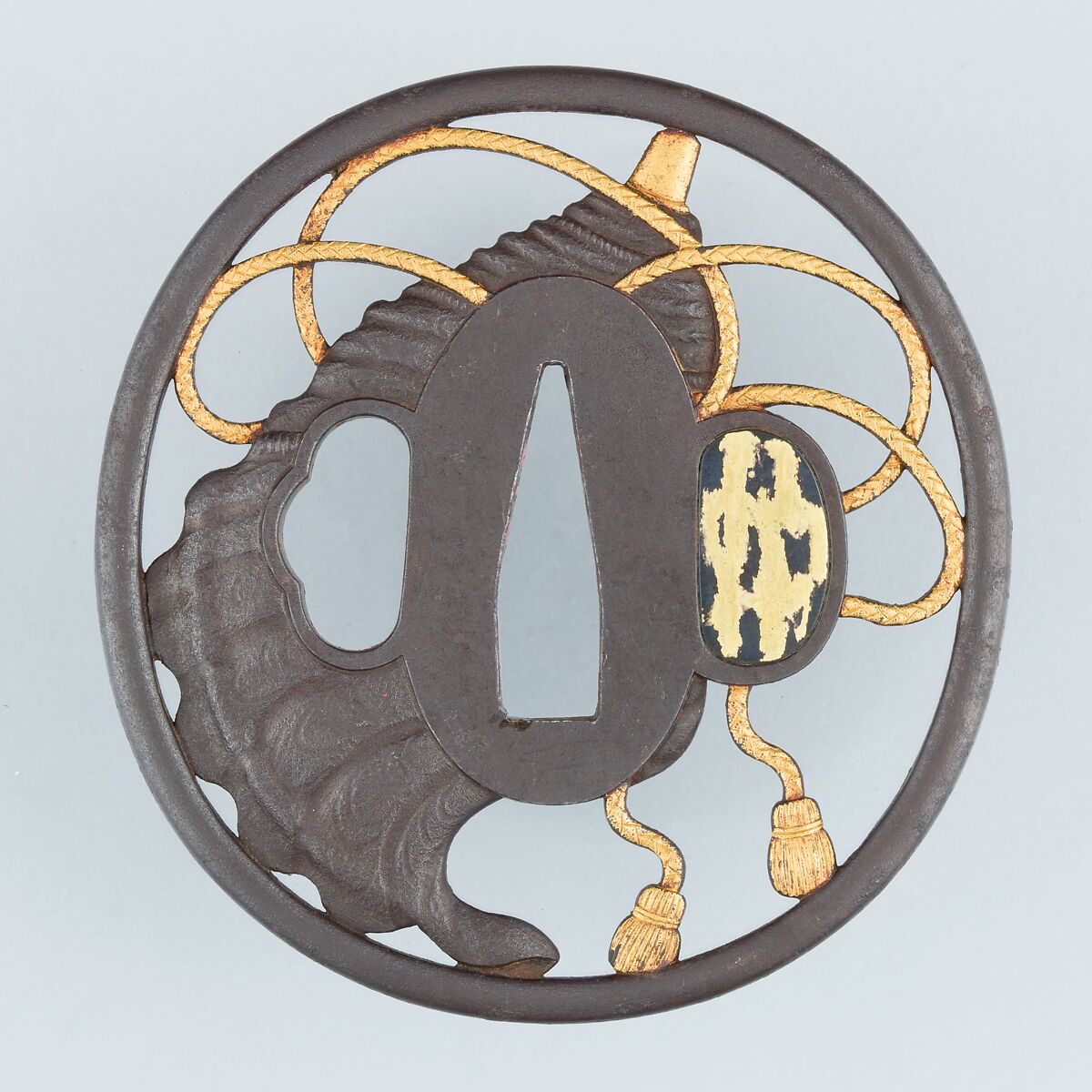 Sword Guard (Tsuba), Iron, silver, gold, copper, Japanese