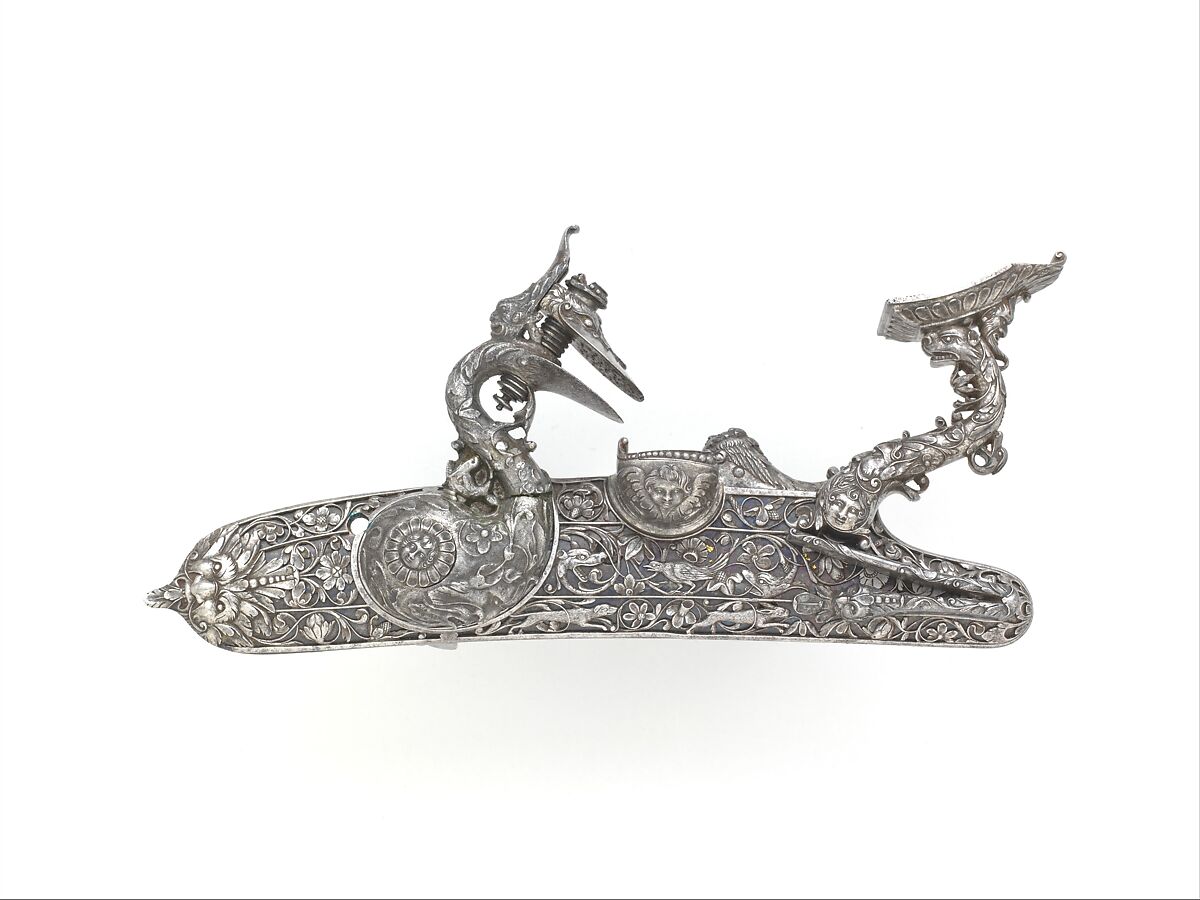 Detached Flintlock alla Fiorentina, Sebastiano Cecchi, called Acquafresca (Italian, Bargi, 1619–1692), Steel, Italian, Bargi 