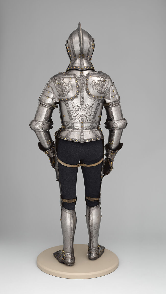 Armor of Emperor Ferdinand I (1503–1564), Kunz Lochner (German, Nuremberg, 1510–1567), Steel, brass, leather, German, Nuremberg