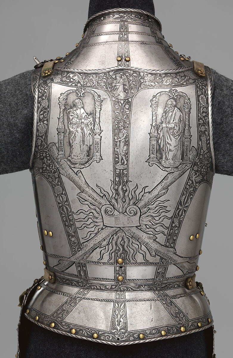 Armor of Emperor Ferdinand I (1503–1564), Kunz Lochner (German, Nuremberg, 1510–1567), Steel, brass, leather, German, Nuremberg
