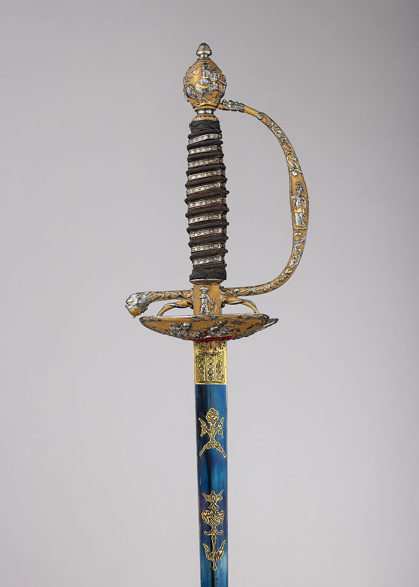 Smallsword, Steel, gold, wood, textile, French