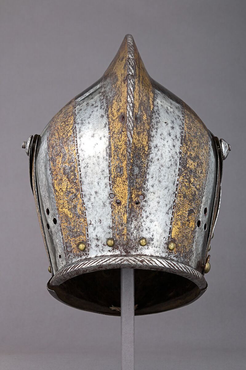 Close Helmet for the Tilt, Steel, gold, brass, German, Augsburg