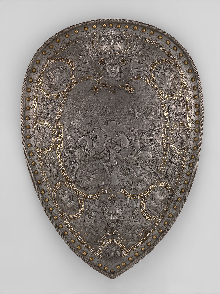 Shield of Henry II of France (reigned 1547–59), Steel, gold, silver, French 