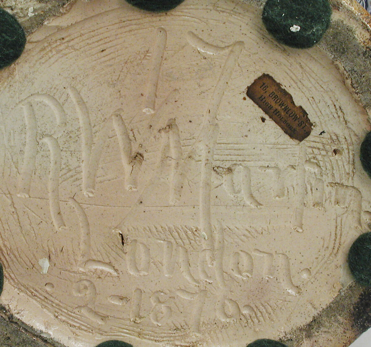 Tall vase with four roundels, R. W. Martin and Brothers (British, 1873–1915), Stoneware, British, Southall, London