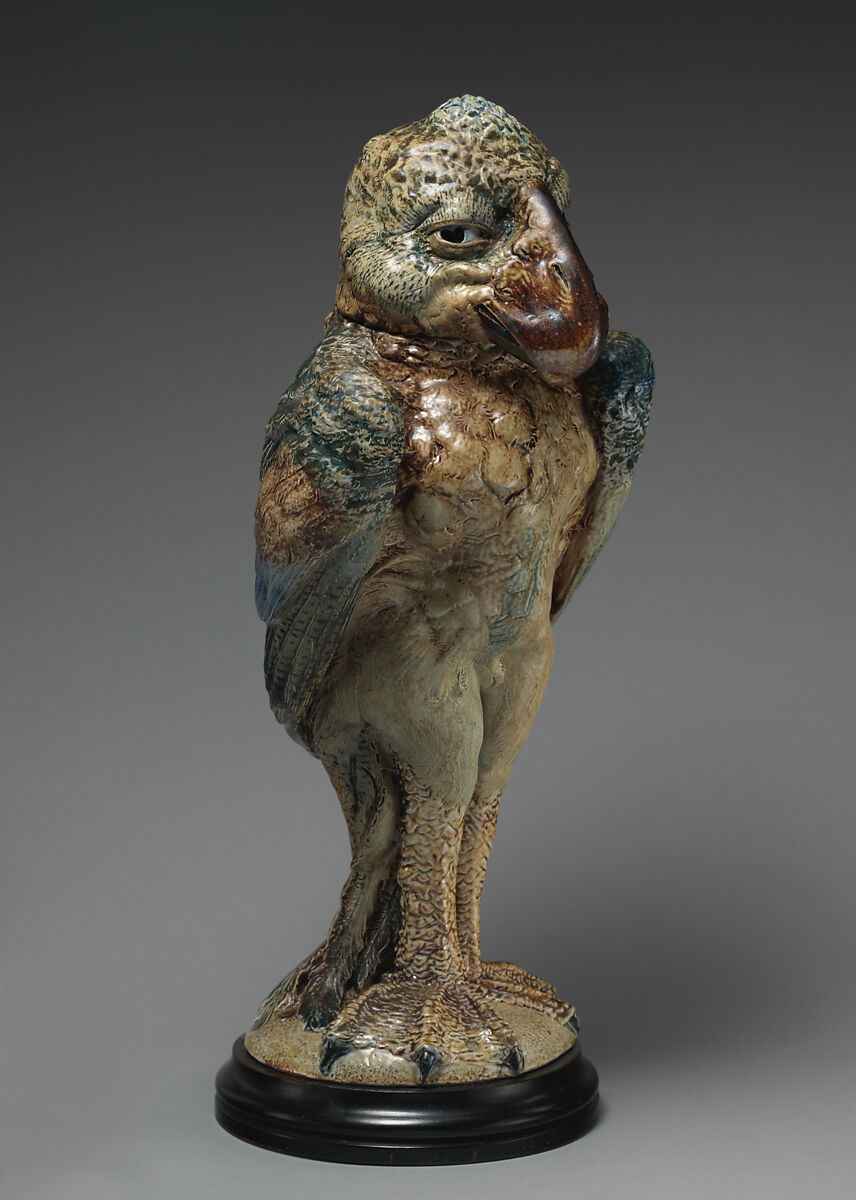 Tall bird, R. W. Martin and Brothers (British, 1873–1915), Stoneware; wood, British, Southall, London