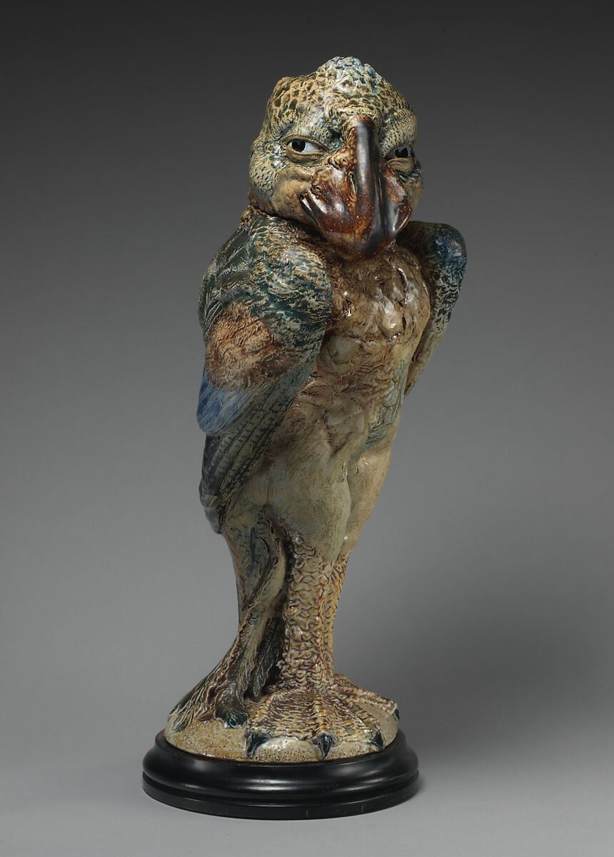 Tall bird, R. W. Martin and Brothers (British, 1873–1915), Stoneware; wood, British, Southall, London 