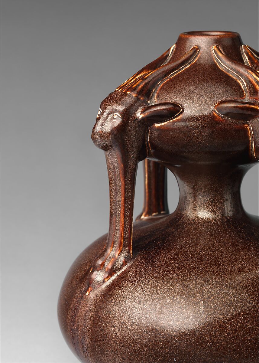 Vase with goat masks, Christopher Dresser (British, Glasgow, Scotland 1834–1904 Mulhouse), Stoneware, British, Swadlincote, Derbyshire