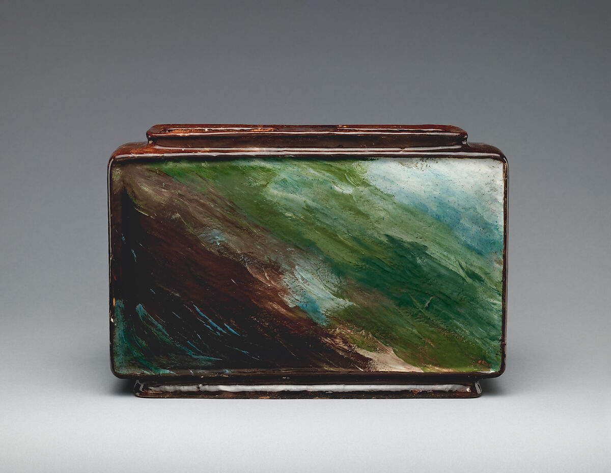 Jardinière with landscape, Haviland &amp; Co. (American and French, 1864–1931), Earthenware, French, Paris