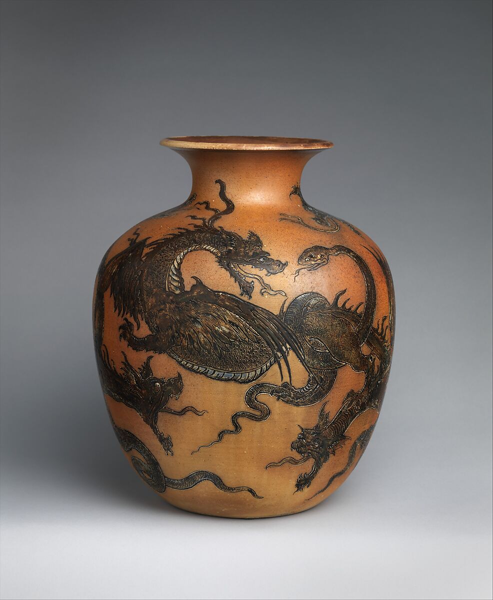 Pot with dragons, R. W. Martin and Brothers (British, 1873–1915), Stoneware, British, Southall, London 