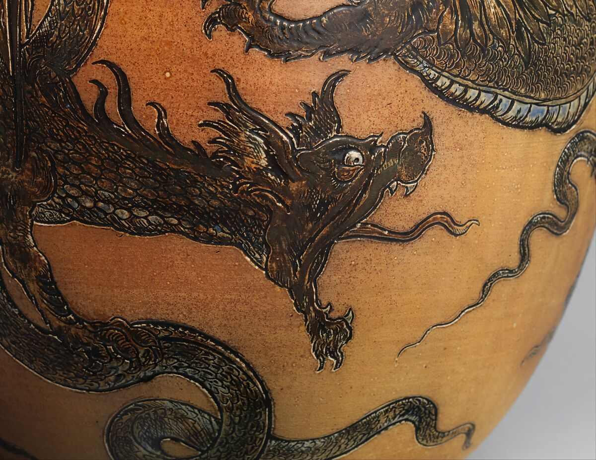 Pot with dragons, R. W. Martin and Brothers (British, 1873–1915), Stoneware, British, Southall, London