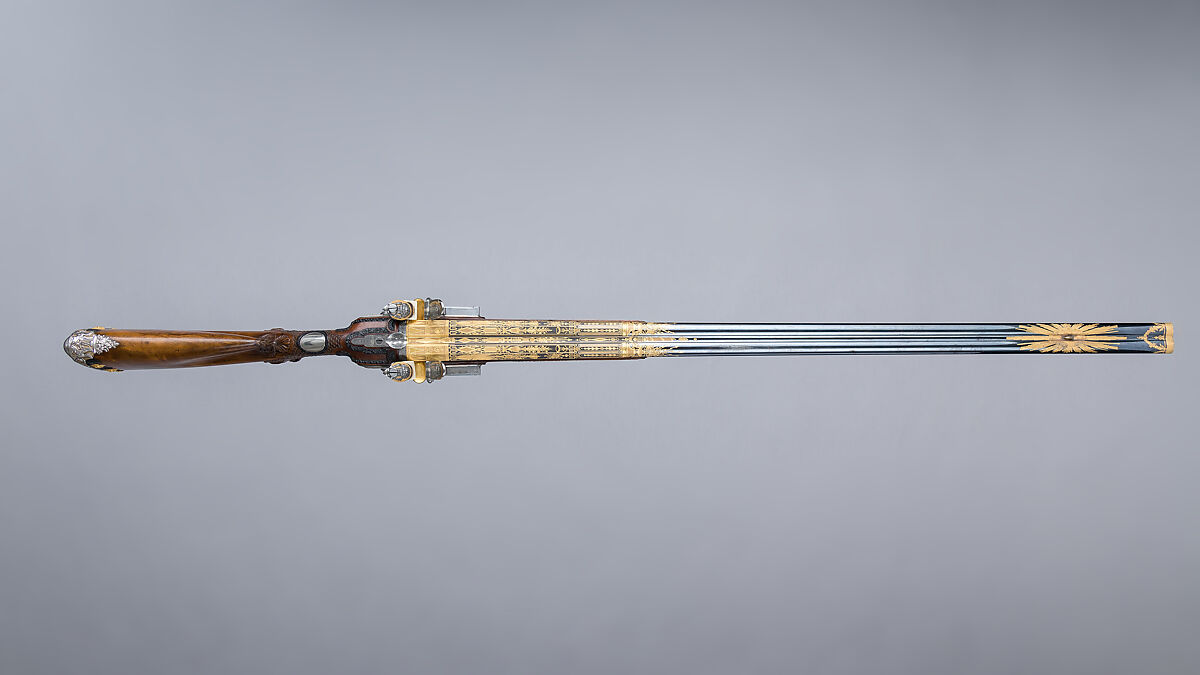 Double-Barreled Flintlock Shotgun, Nicolas Noël Boutet (French, Versailles and Paris, 1761–1833), Steel, wood (walnut, ebony), gold, silver, French, Versailles