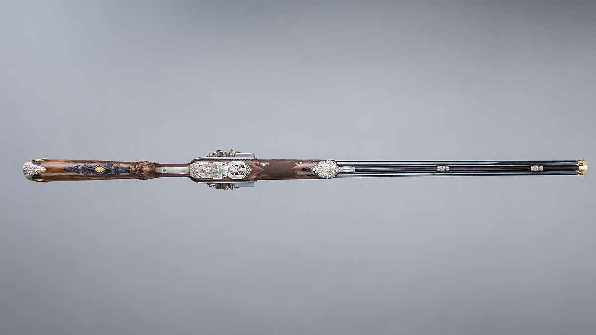 Double-Barreled Flintlock Shotgun, Nicolas Noël Boutet (French, Versailles and Paris, 1761–1833), Steel, wood (walnut, ebony), gold, silver, French, Versailles