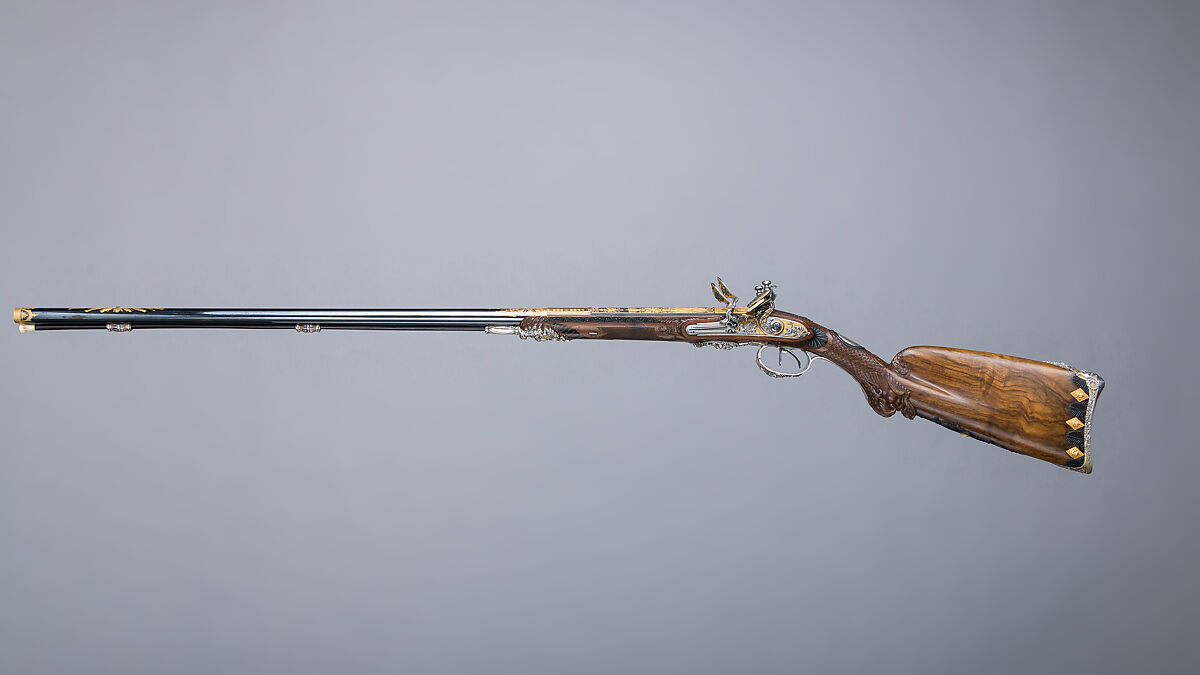 Double-Barreled Flintlock Shotgun, Nicolas Noël Boutet (French, Versailles and Paris, 1761–1833), Steel, wood (walnut, ebony), gold, silver, French, Versailles