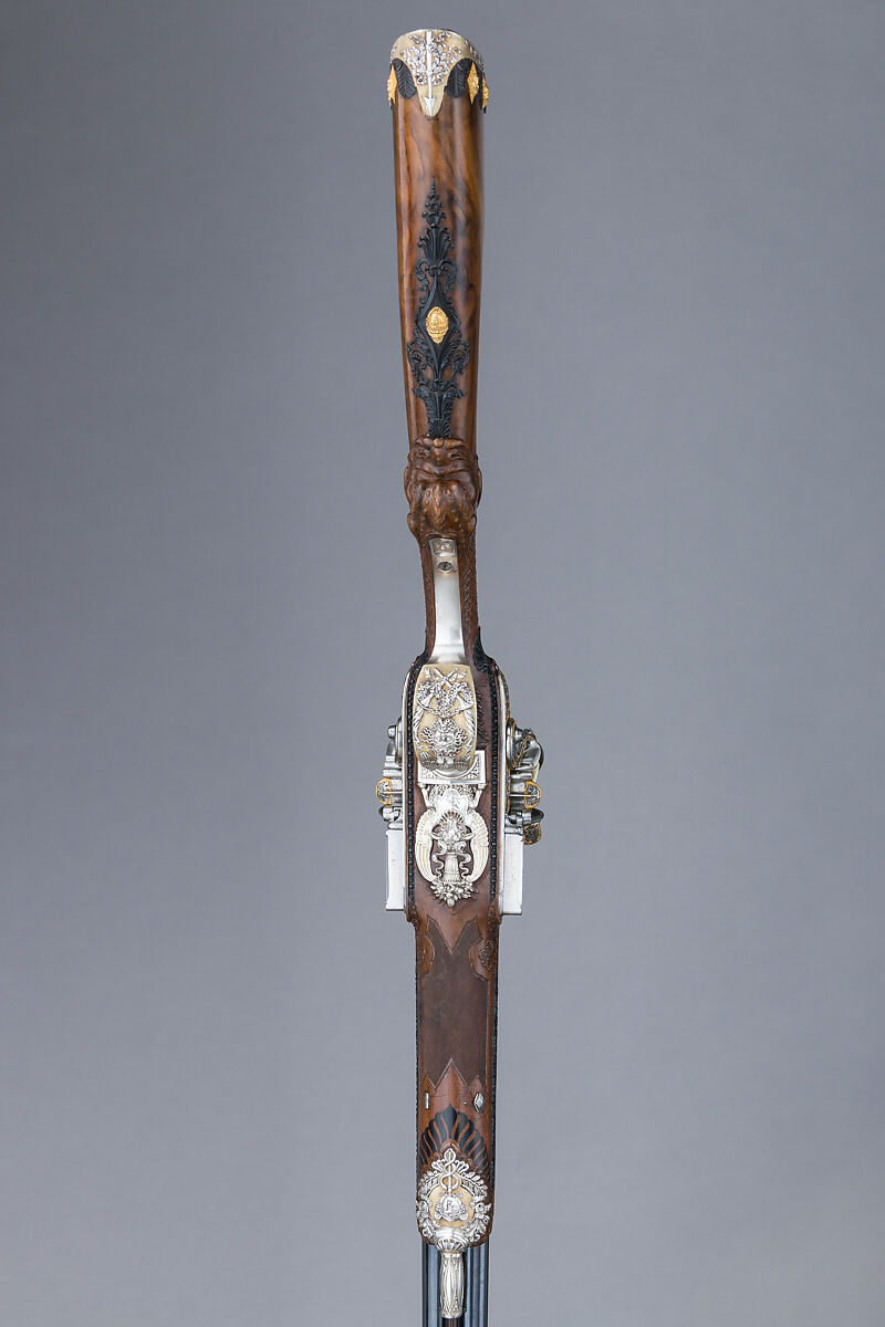 Double-Barreled Flintlock Shotgun, Nicolas Noël Boutet (French, Versailles and Paris, 1761–1833), Steel, wood (walnut, ebony), gold, silver, French, Versailles