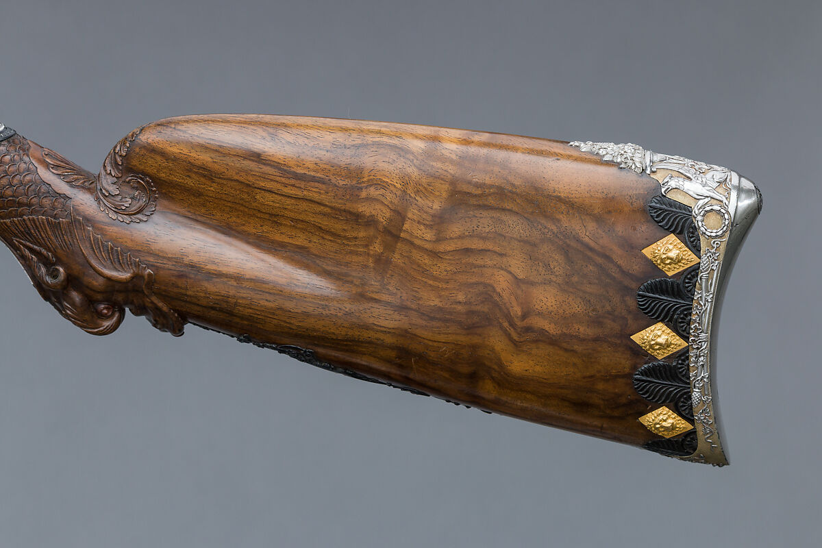 Double-Barreled Flintlock Shotgun, Nicolas Noël Boutet (French, Versailles and Paris, 1761–1833), Steel, wood (walnut, ebony), gold, silver, French, Versailles