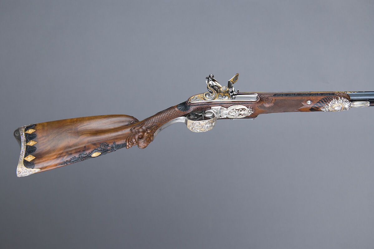 Double-Barreled Flintlock Shotgun, Nicolas Noël Boutet (French, Versailles and Paris, 1761–1833), Steel, wood (walnut, ebony), gold, silver, French, Versailles