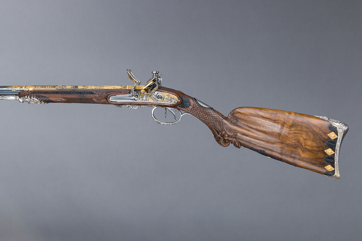 Double-Barreled Flintlock Shotgun, Nicolas Noël Boutet (French, Versailles and Paris, 1761–1833), Steel, wood (walnut, ebony), gold, silver, French, Versailles