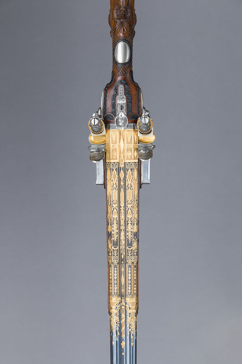 Double-Barreled Flintlock Shotgun, Nicolas Noël Boutet (French, Versailles and Paris, 1761–1833), Steel, wood (walnut, ebony), gold, silver, French, Versailles