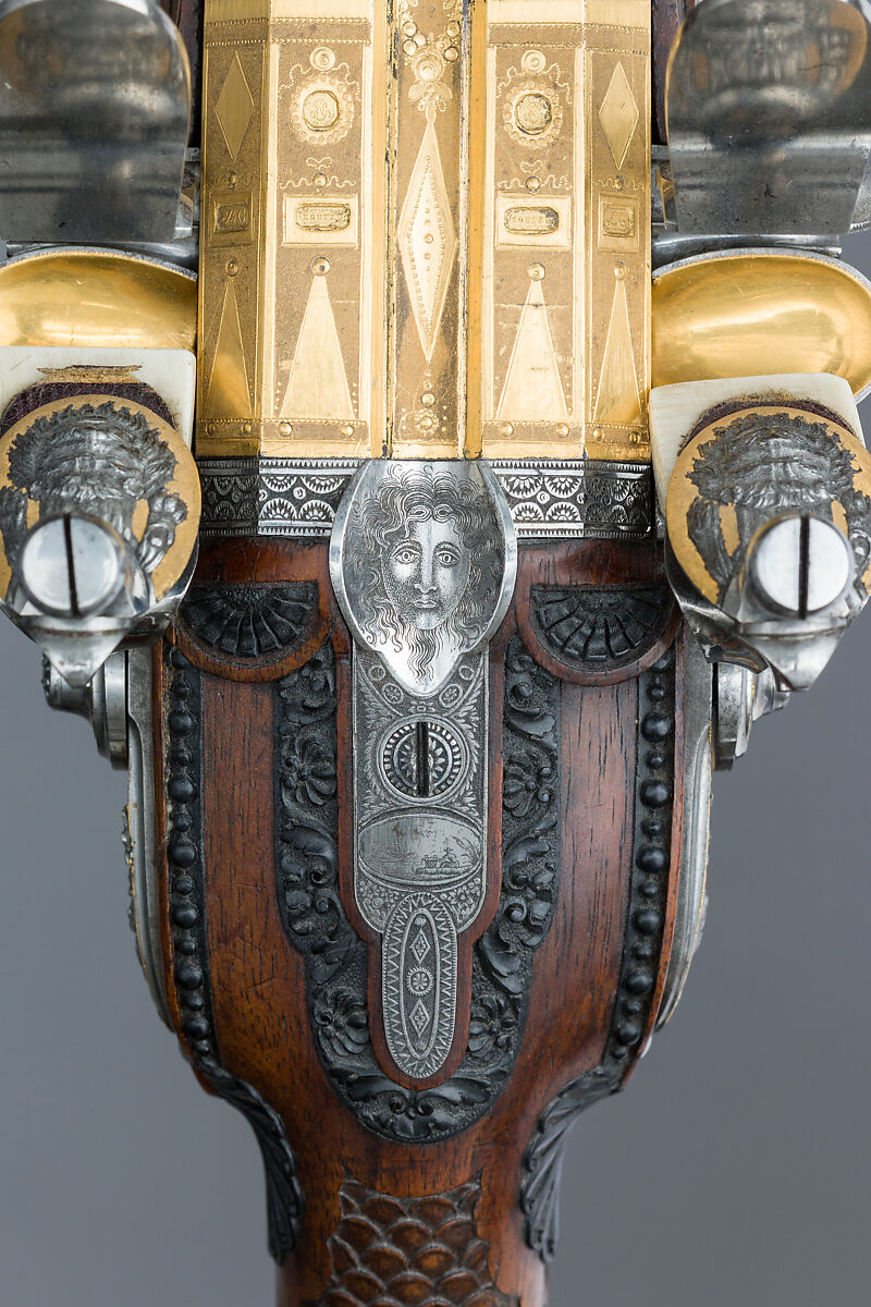 Double-Barreled Flintlock Shotgun, Nicolas Noël Boutet (French, Versailles and Paris, 1761–1833), Steel, wood (walnut, ebony), gold, silver, French, Versailles