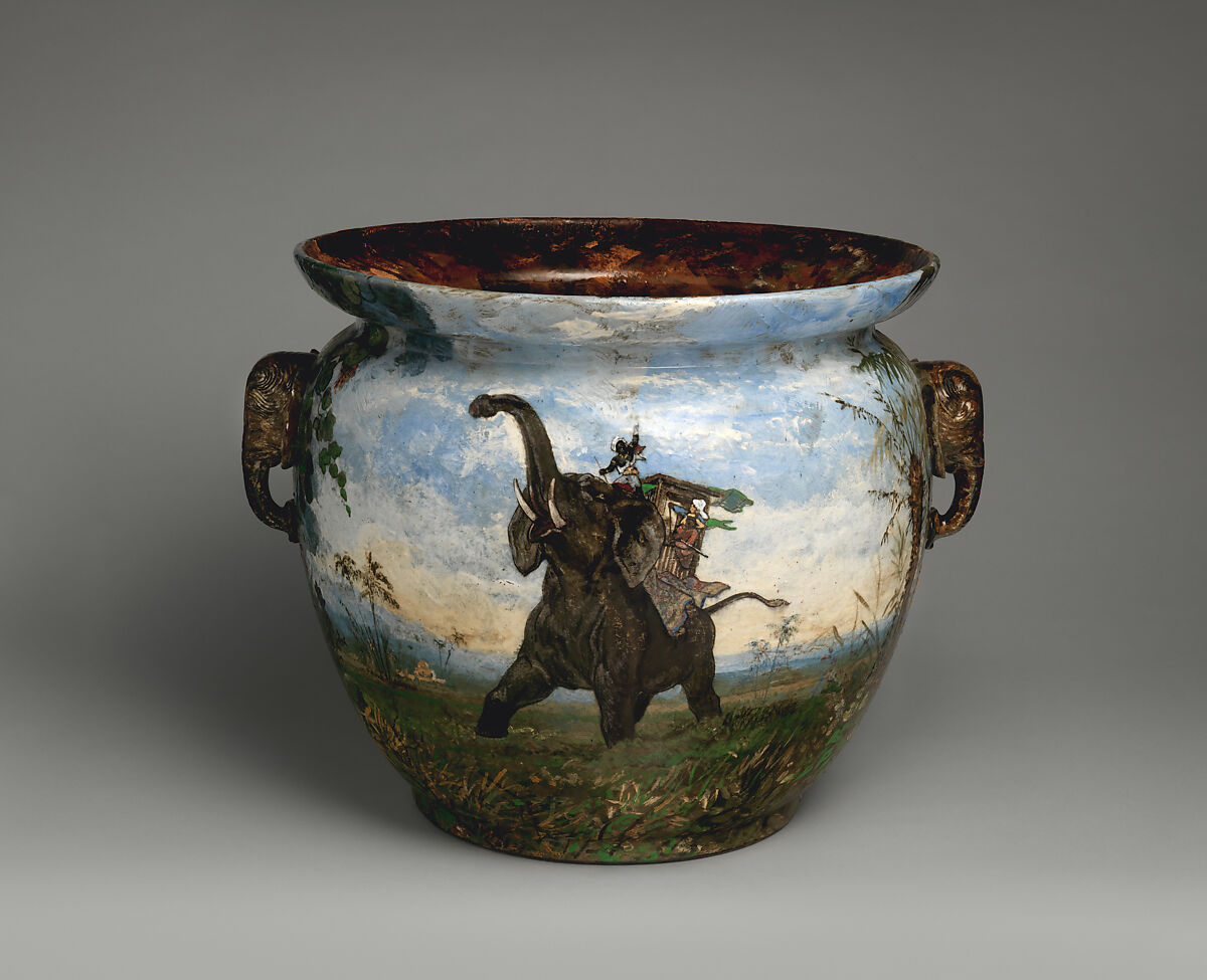Pot, Martinus Kuijtenbrouwer (Dutch, 1821–1897), Stoneware, French, Longwy