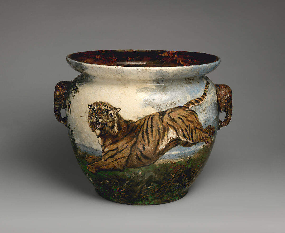 Pot, Martinus Kuijtenbrouwer (Dutch, 1821–1897), Stoneware, French, Longwy 