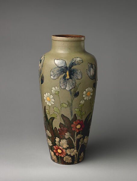 Vase with flowers, Albert-Louis Dammouse (French, Paris 1848–1926 Sèvres), Stoneware, French, Paris or Sèvres 