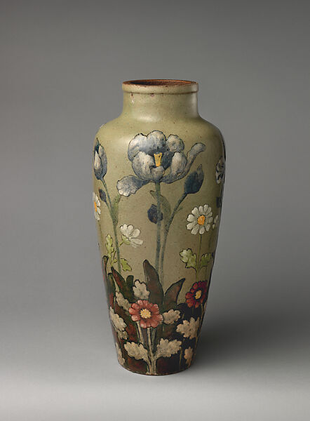 Vase with flowers, Albert-Louis Dammouse (French, Paris 1848–1926 Sèvres), Stoneware, French, Paris or Sèvres