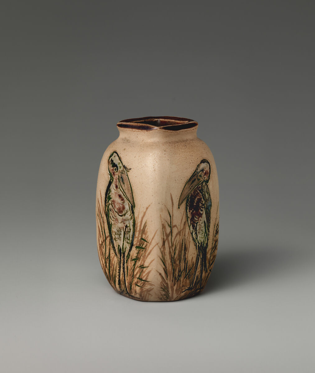 Small vase with birds, R. W. Martin and Brothers (British, 1873–1915), Stoneware, British, Southall, London 