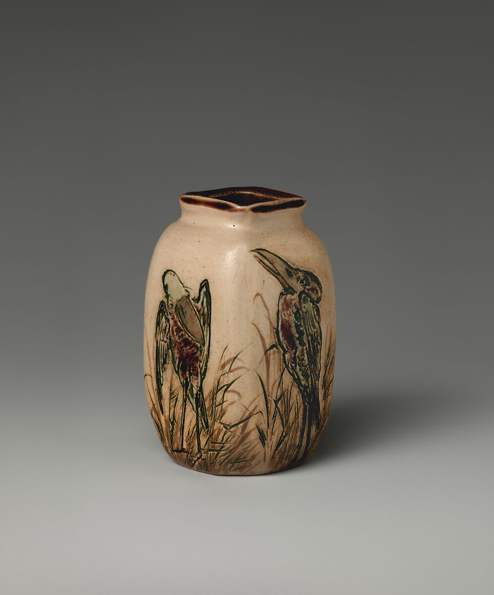 Small vase with birds, R. W. Martin and Brothers (British, 1873–1915), Stoneware, British, Southall, London