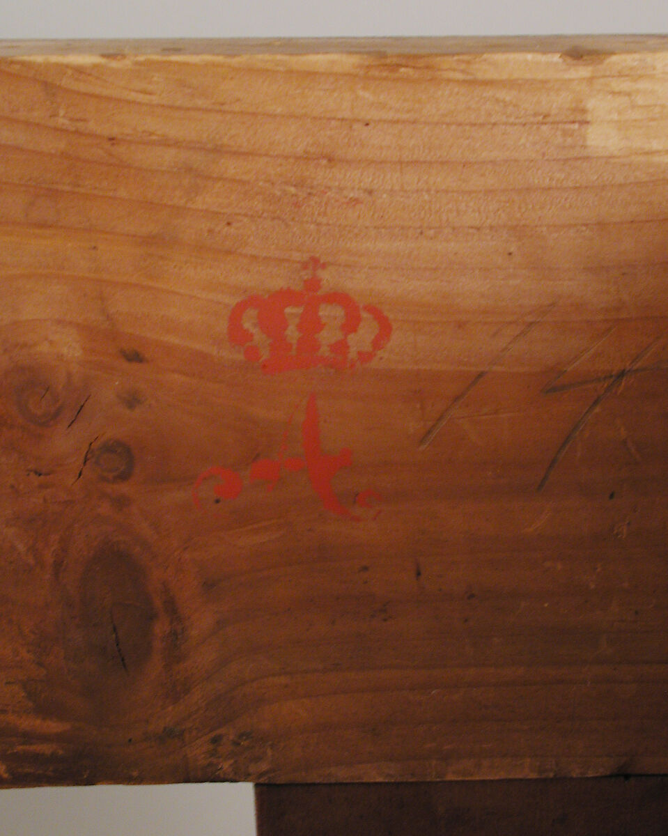 Stool (tabouret), After a design by Friedrich Gilly (German, Szczecin, Poland 1772–1800 Carlsbad, Czech Republic), Pine, birch, mahogany; silk, lampas, German, Berlin