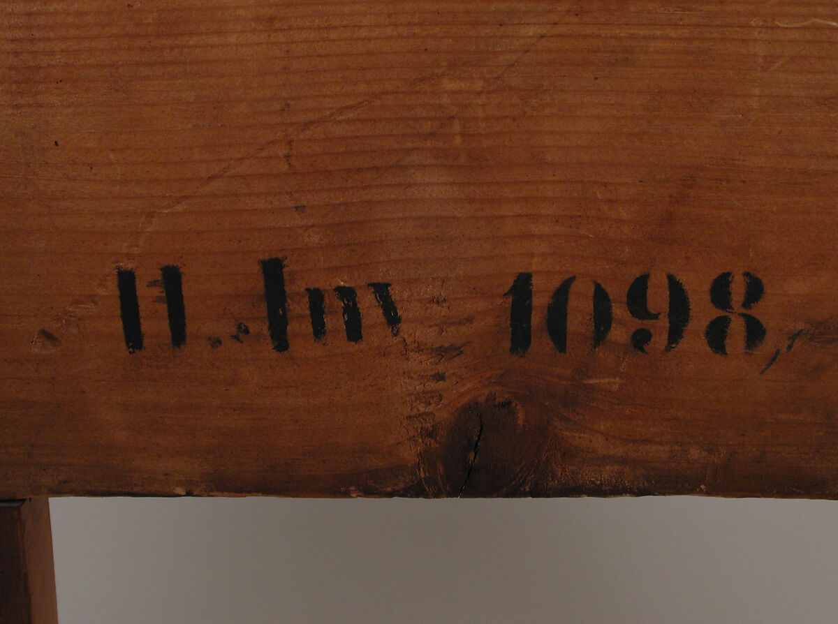 Stool (tabouret), After a design by Friedrich Gilly (German, Szczecin, Poland 1772–1800 Carlsbad, Czech Republic), Pine, birch, mahogany; silk, lampas, German, Berlin