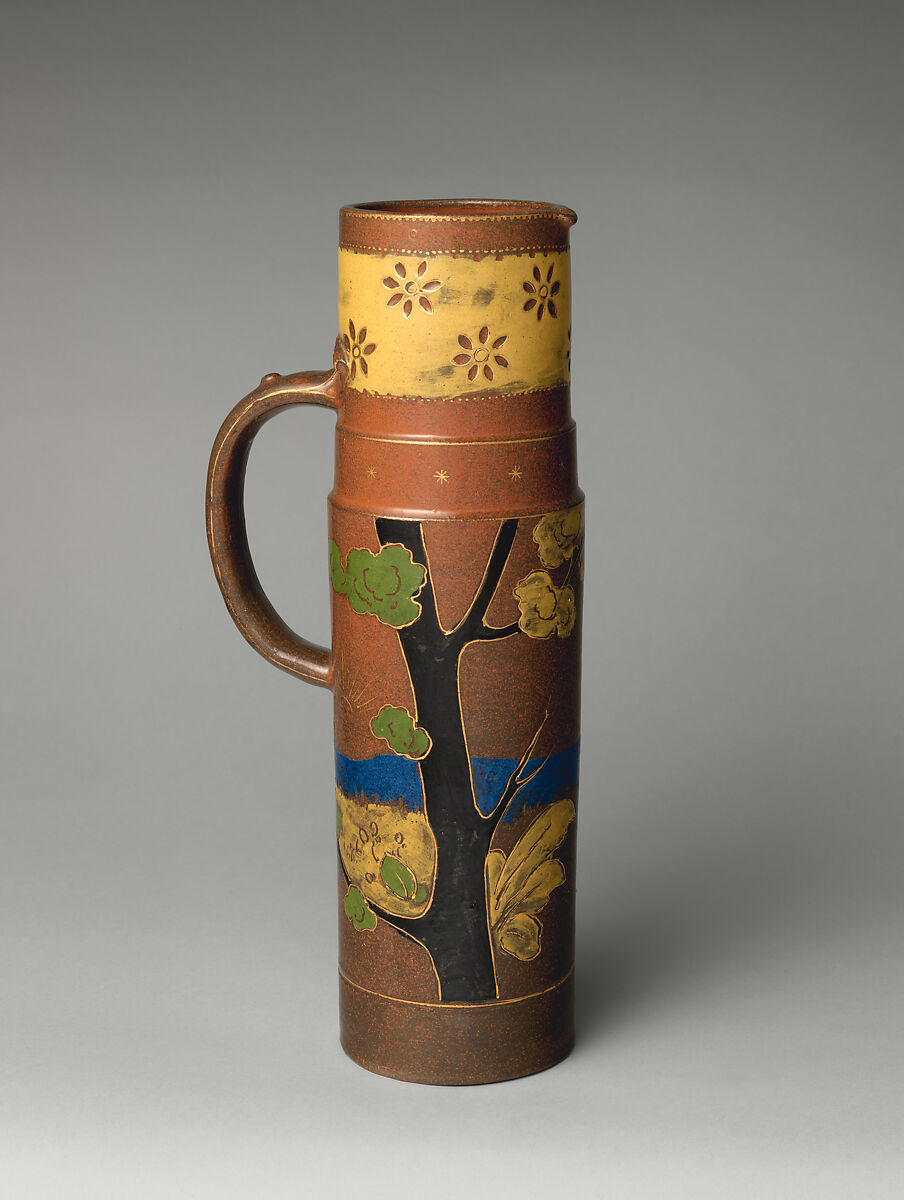 Tankard with man drinking from jug, Haviland &amp; Co. (American and French, 1864–1931), Stoneware, French, Paris
