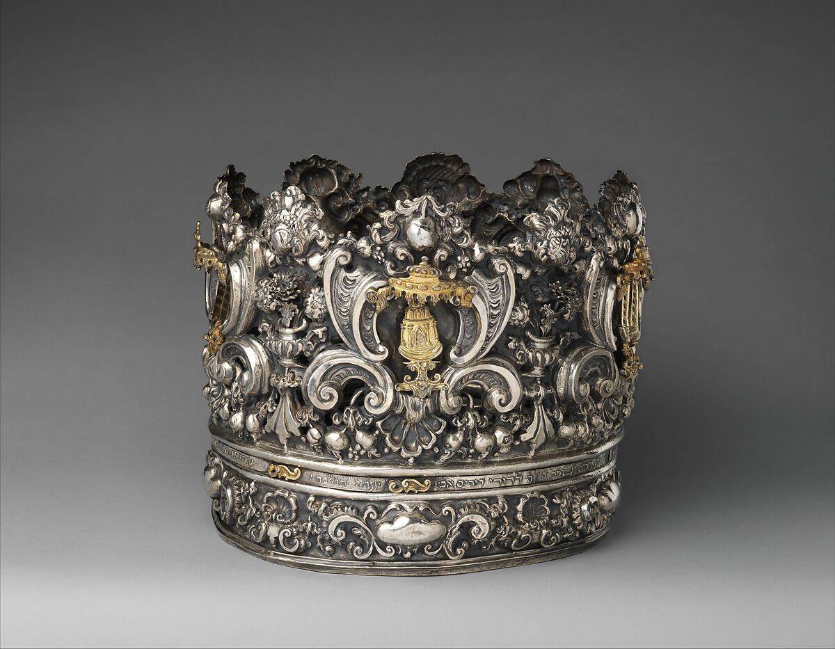 Torah crown (keter), Andrea Zambelli "L&#39;Honnesta" (Italian, active 1732–1772), Silver, parcel gilt, Italian, Venice 