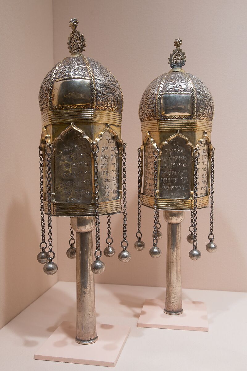 Pair of Torah finials (rimonim), A.M. (Georgian), Silver, parcel gilt, Georgian, Tiflis
