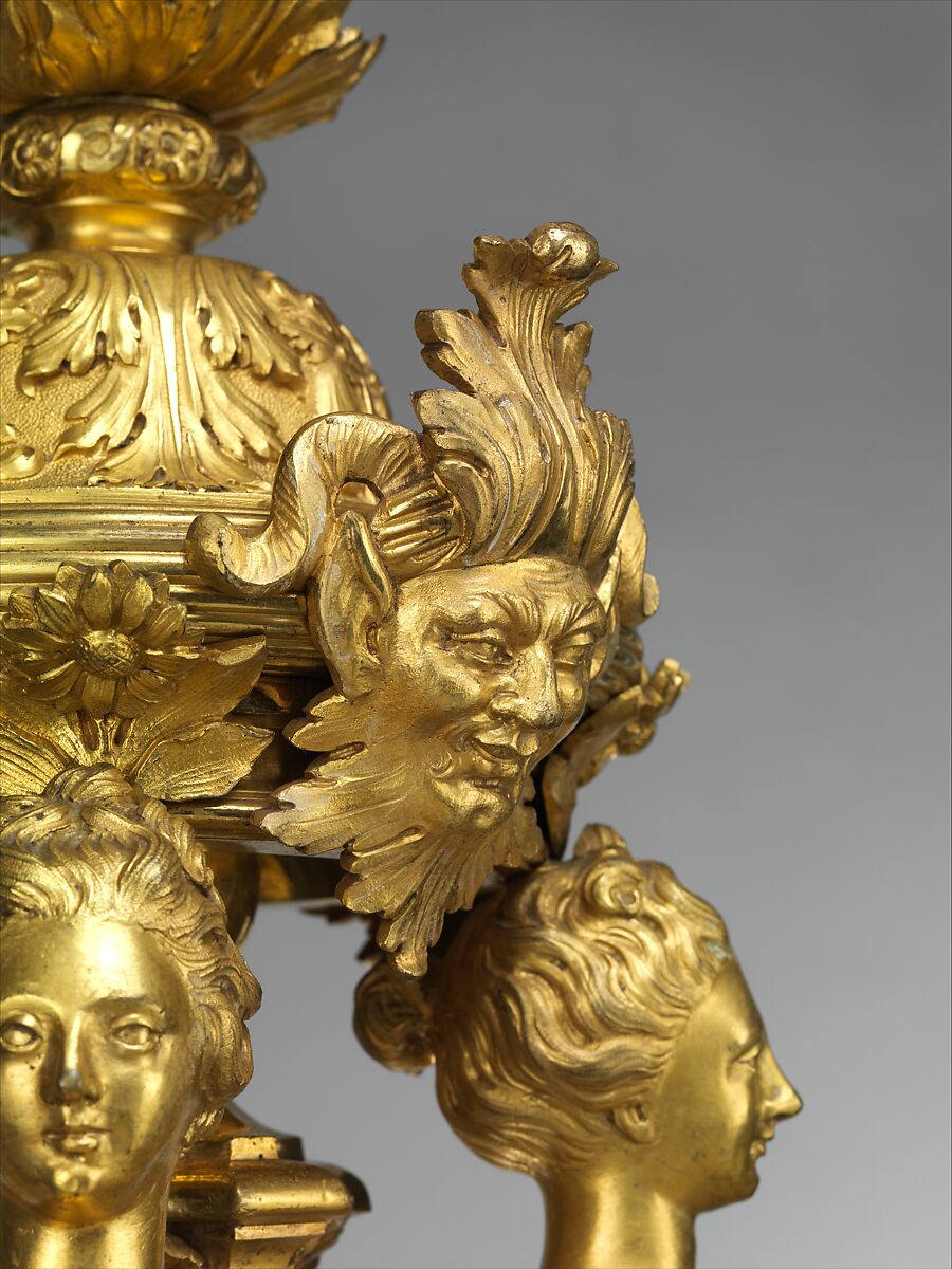 Eight-light chandelier, Possibly by André Charles Boulle (French, Paris 1642–1732 Paris), Chased bronze and gilt, iron, French, Paris