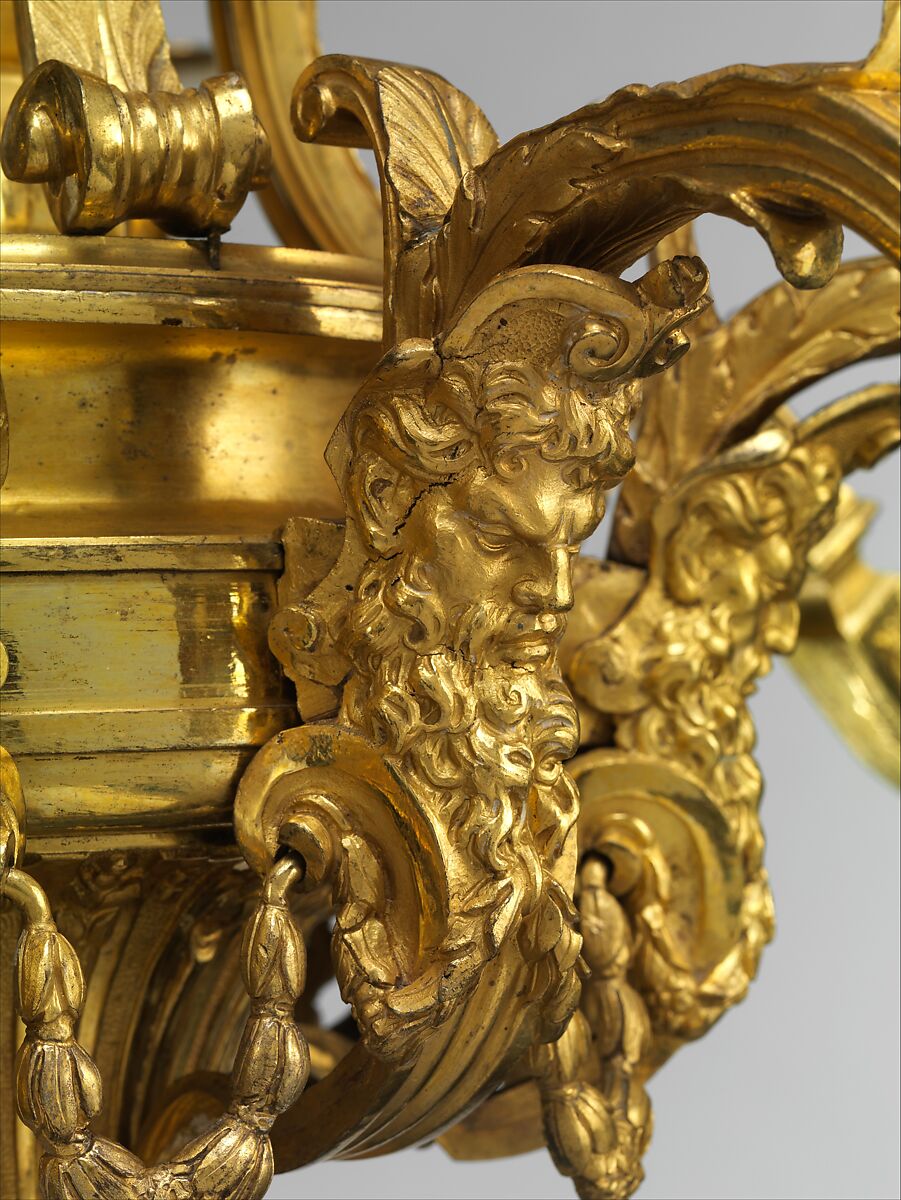 Eight-light chandelier, Possibly by André Charles Boulle (French, Paris 1642–1732 Paris), Chased bronze and gilt, iron, French, Paris