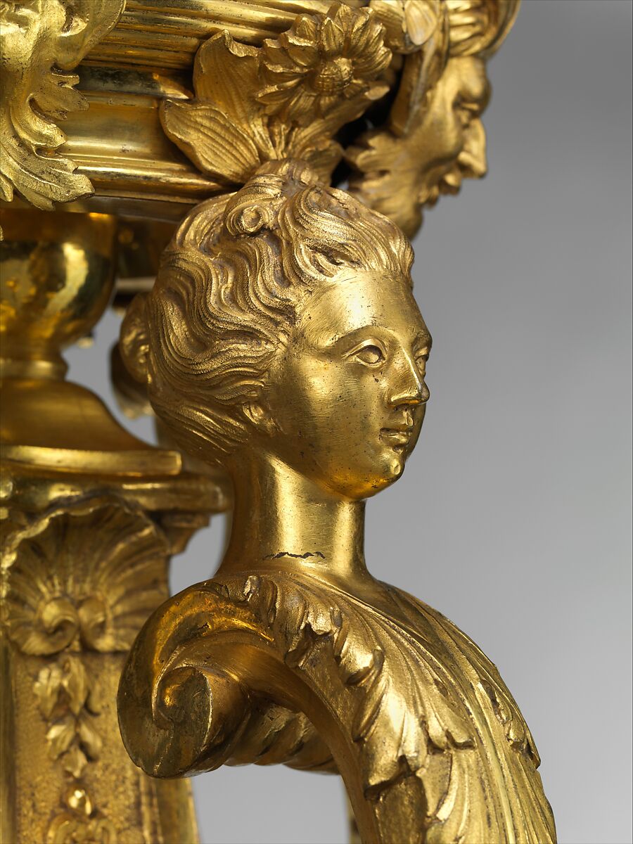 Eight-light chandelier, Possibly by André Charles Boulle (French, Paris 1642–1732 Paris), Chased bronze and gilt, iron, French, Paris