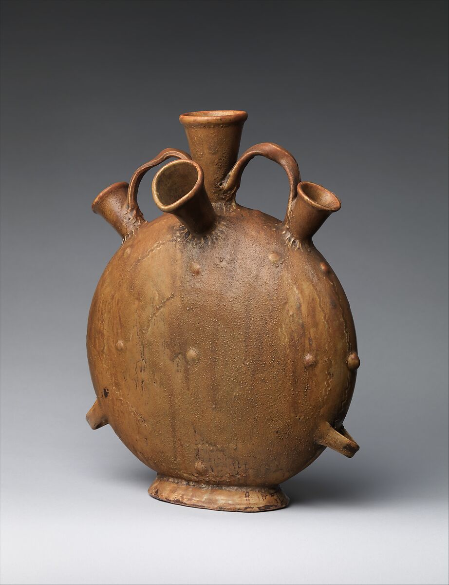 Flask with face, Jean-Joseph Carriès (French, Lyons 1855–1894 Paris), Glazed stoneware, French, Saint-Amand-en-Puisaye