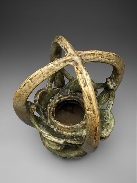 Basket vase, Georges Hoentschel (French, Paris 1855–1915 Paris), Glazed stoneware, French, Saint-Amand-en-Puisaye