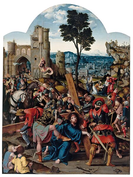 Christ Carrying the Cross, Pieter Coecke van Aelst (Netherlandish, Aelst 1502–1550 Brussels), Oil on panel, Netherlandish, Brussels 