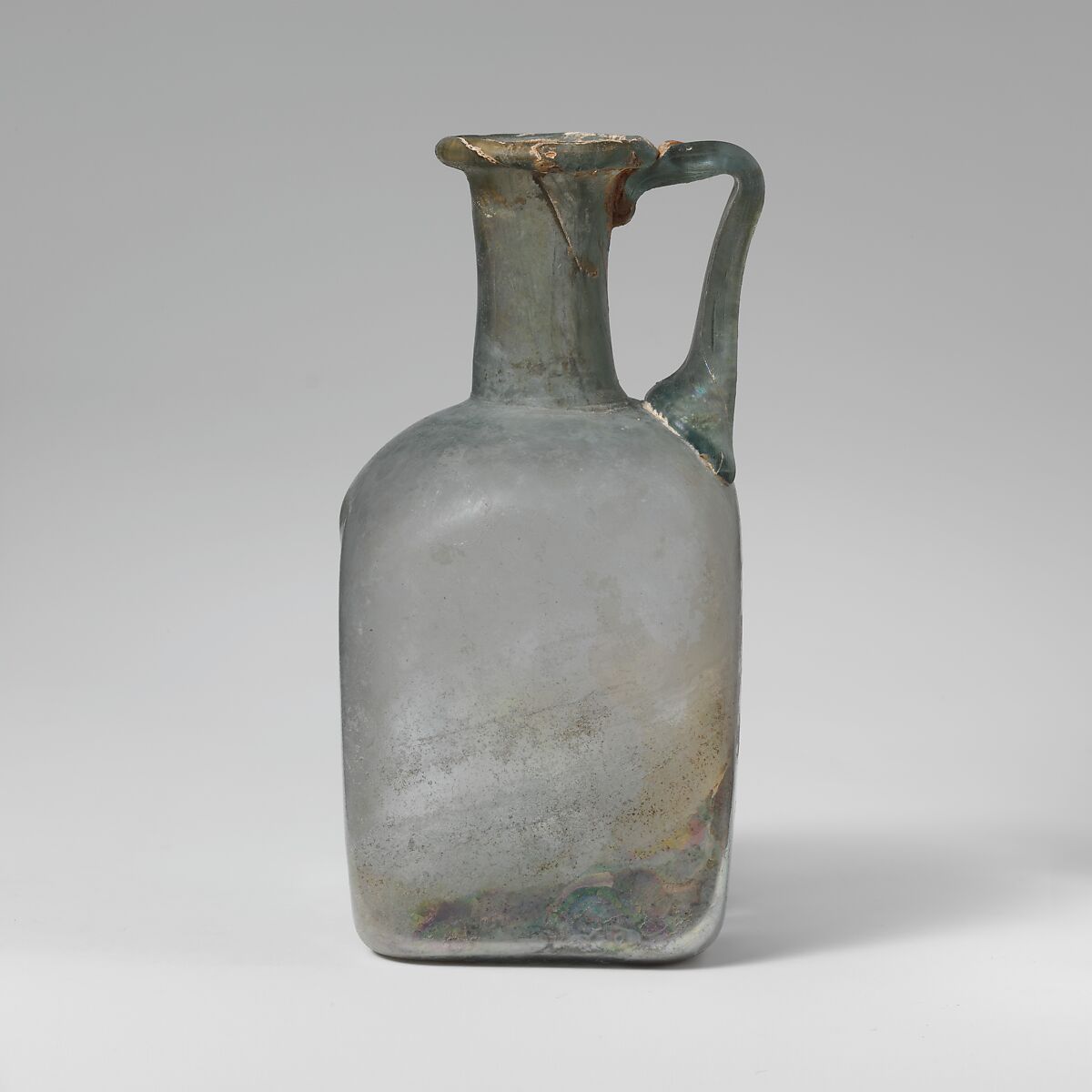 Glass square bottle, Glass, Roman 