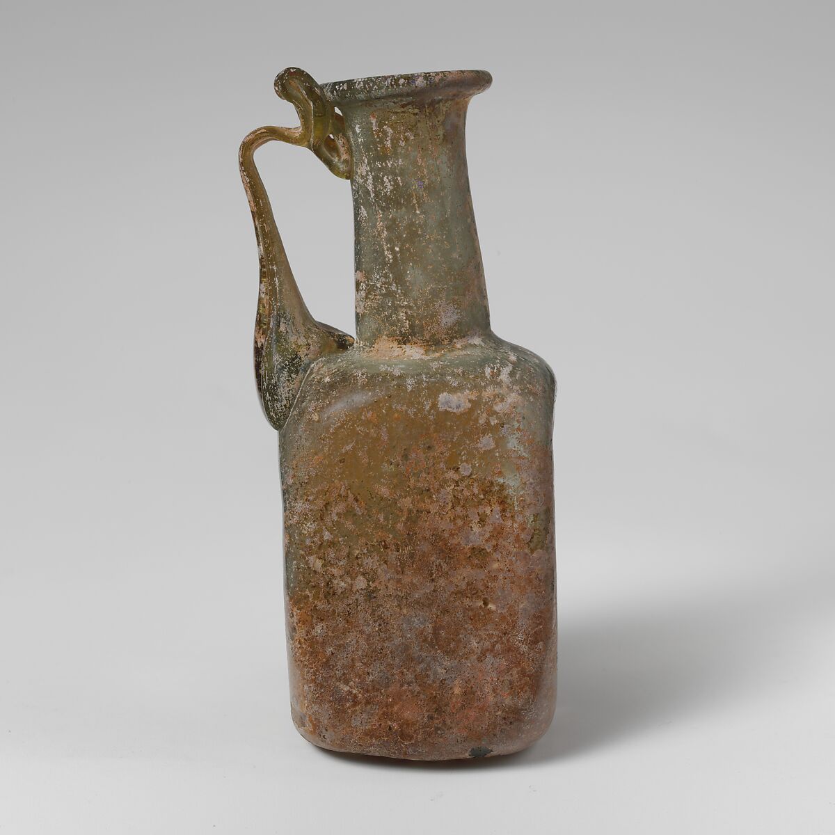 Glass square bottle, Glass, Roman 