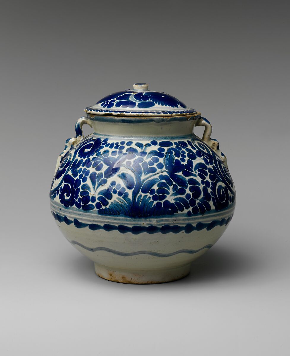 Jar, Tin-glazed earthenware, Mexican 