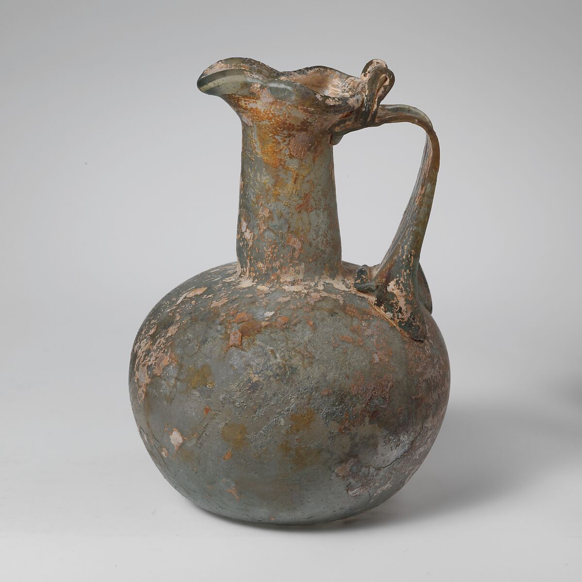 Glass jug with trefoil rim, Glass, Roman 