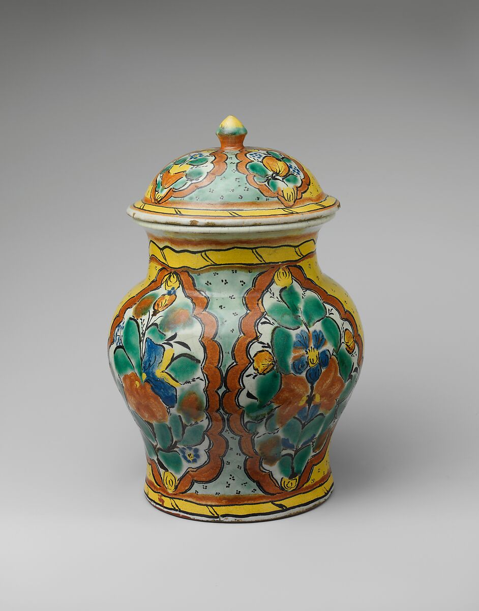 Covered Jar, Tin-glazed earthenware, Mexican 
