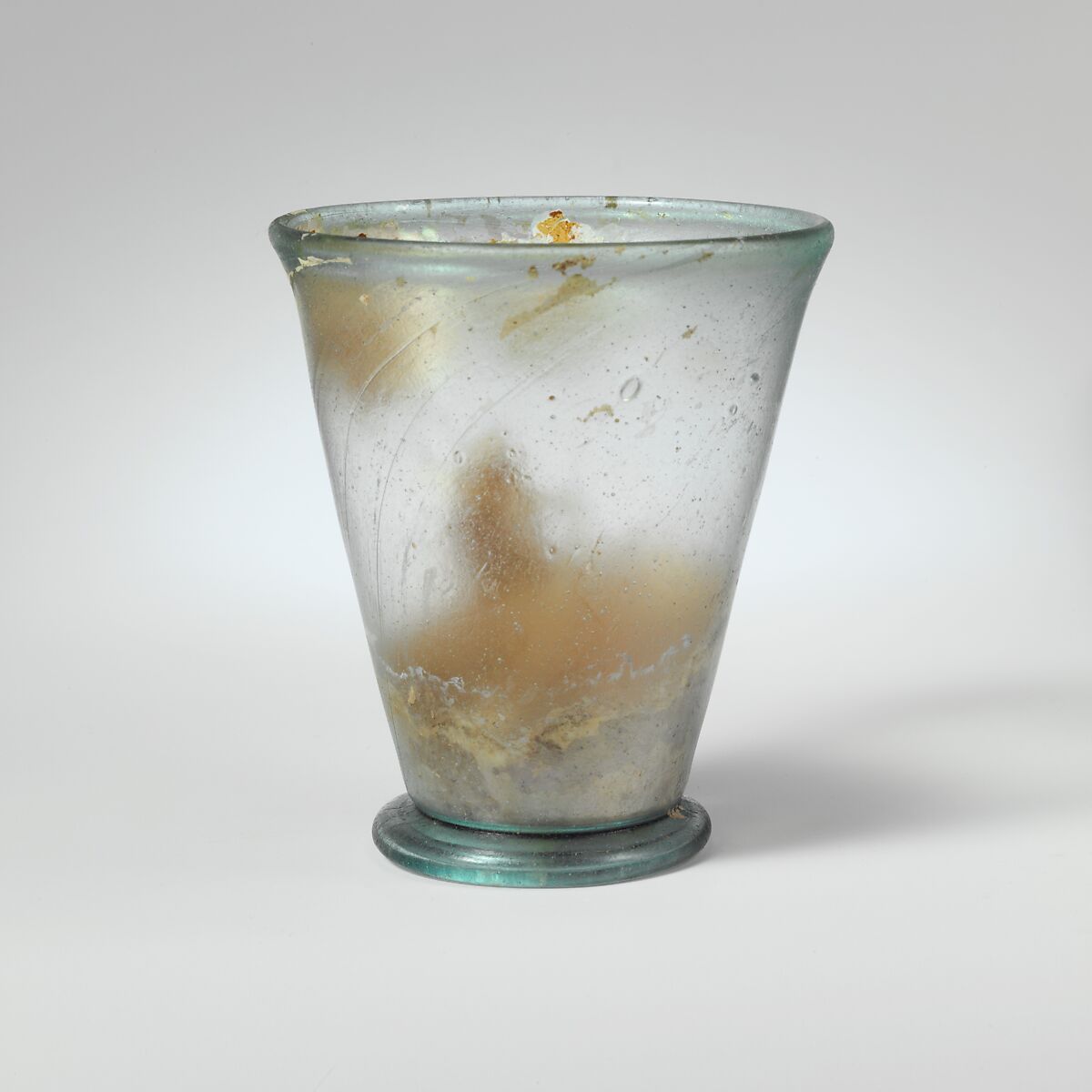 Glass footed beaker, Glass, Roman 