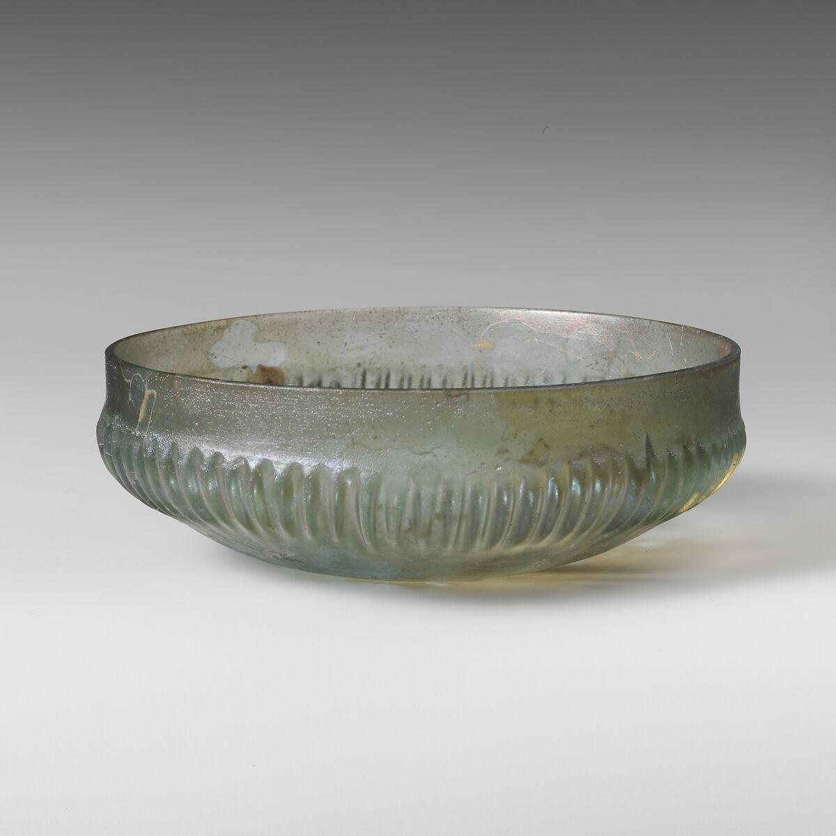 Glass ribbed bowl, Glass, Roman 