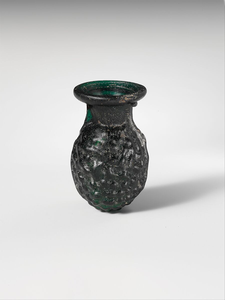 Glass grape flask, Glass, Roman 